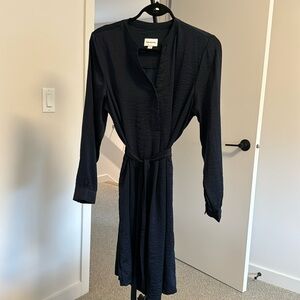 Frank And Oak navy dress, size small, with waist tie